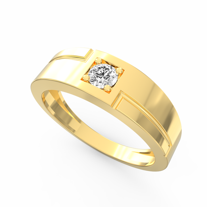 Regal Solitaire Men's Diamond Signet Ring