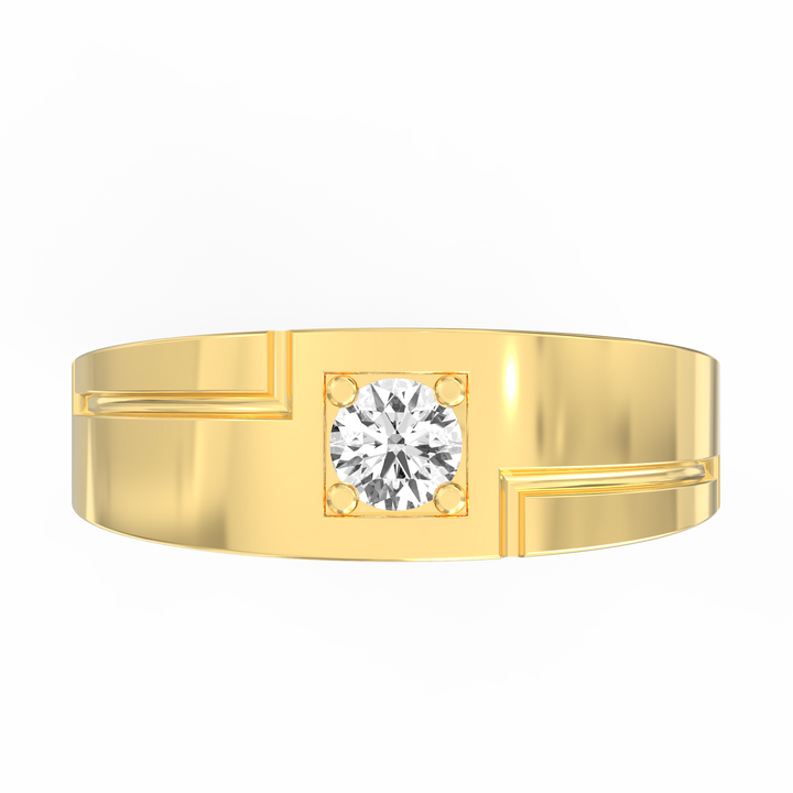 Regal Solitaire Men's Diamond Signet Ring