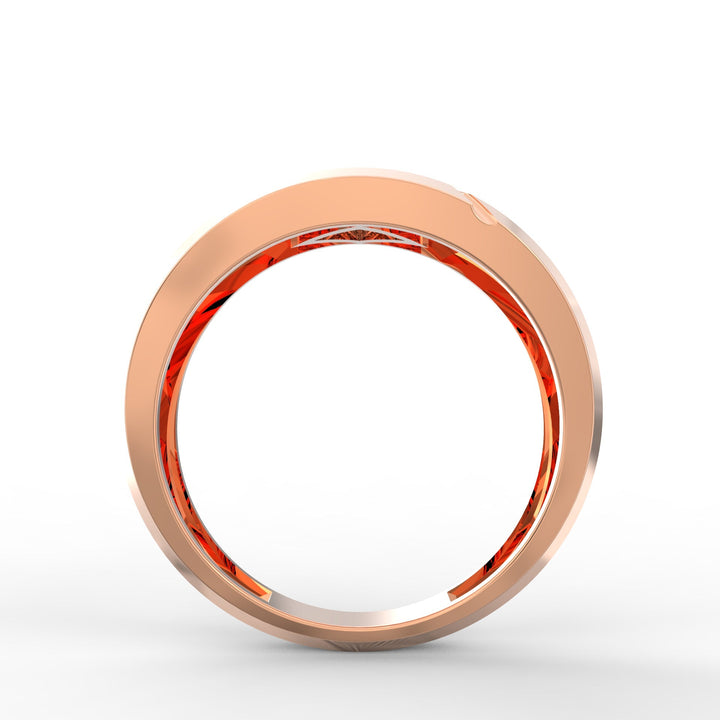 Princess Cut Ethical Diamond Gold Ring With Stepped Band
