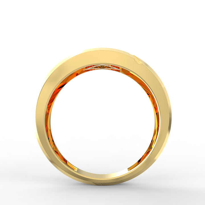 Princess Cut Ethical Diamond Gold Ring With Stepped Band