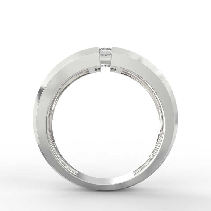 Princess Cut Ethical Diamond Gold Ring With Stepped Band