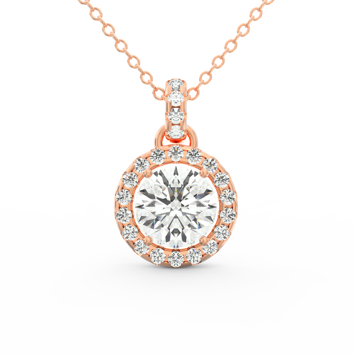 Elegant Brilliance: 1ct Solitaire Pendant with Diamond Accent
