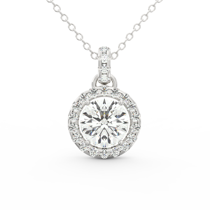 Elegant Brilliance: 1ct Solitaire Pendant with Diamond Accent