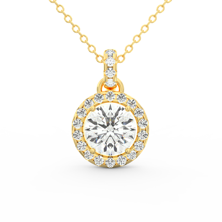 Elegant Brilliance: 1ct Solitaire Pendant with Diamond Accent