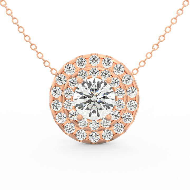 Brilliant Majesty: 1.00ct Halo Solitaire Pendant with Micro Pave Accents