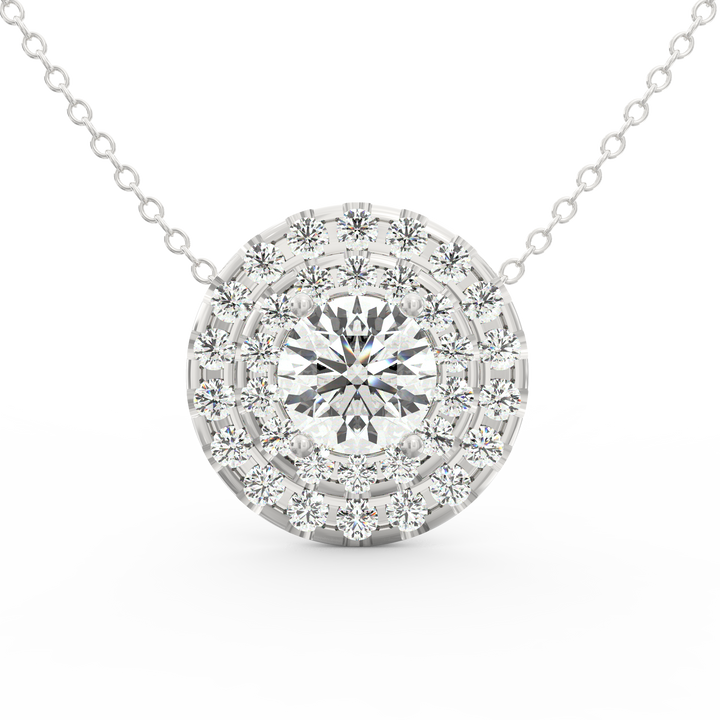 Brilliant Majesty: 1.00ct Halo Solitaire Pendant with Micro Pave Accents