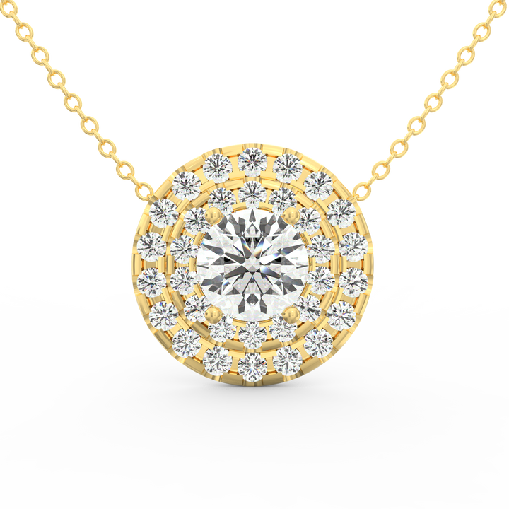 Brilliant Majesty: 1.00ct Halo Solitaire Pendant with Micro Pave Accents