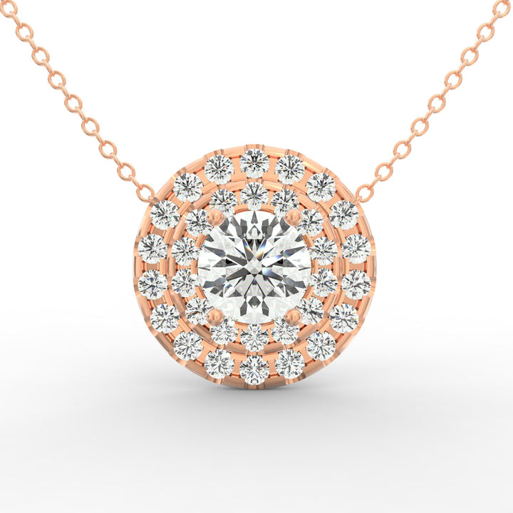 Brilliant Majesty: 1.00ct Halo Solitaire Pendant with Micro Pave Accents