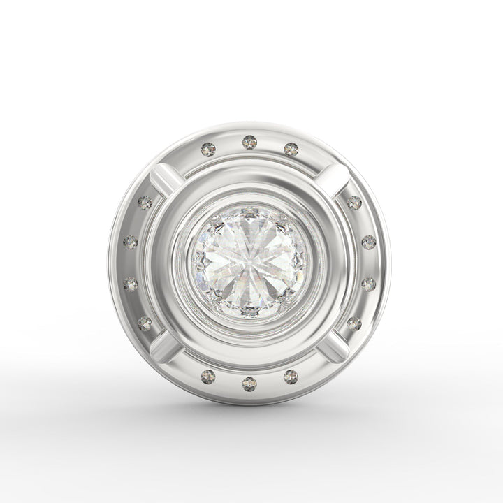 Brilliant Majesty: 1.00ct Halo Solitaire Pendant with Micro Pave Accents