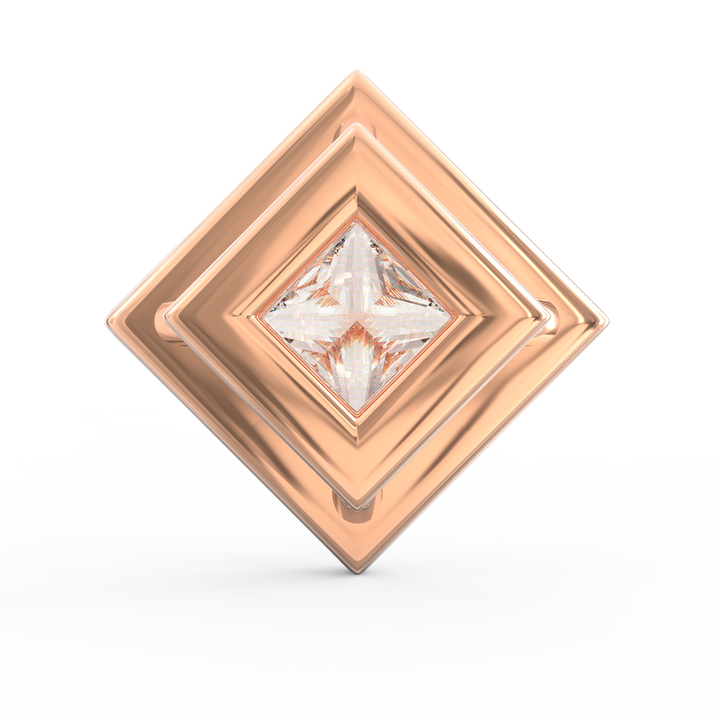 Regal Brilliance: Princess Cut Solitaire Diamond Pendant with Micropave Halo