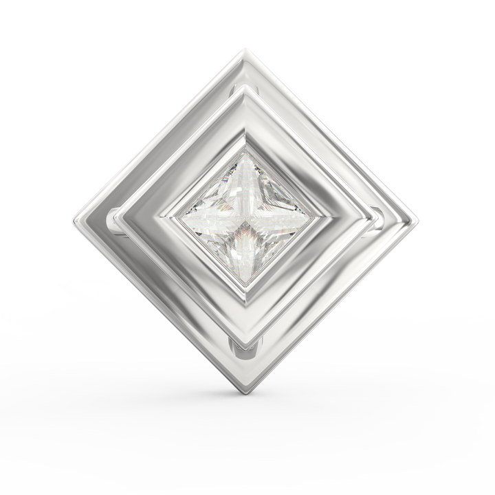 Regal Brilliance: Princess Cut Solitaire Diamond Pendant with Micropave Halo