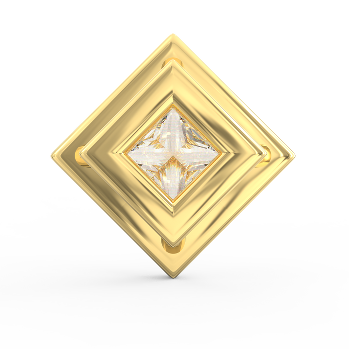 Regal Brilliance: Princess Cut Solitaire Diamond Pendant with Micropave Halo