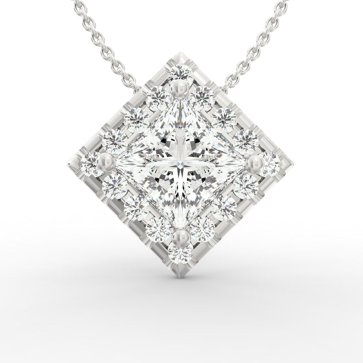 Square-Shaped Princess  Diamond Solitaire Pendant