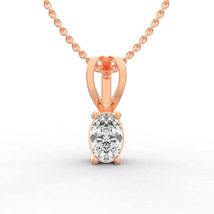 Ovel-Shaped Solitaire Diamond Pendant