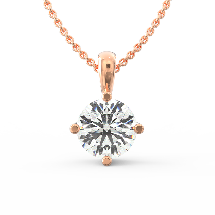 Timeless Elegance: Classic Solitaire Diamond Pendant with Subtle Gold Accent