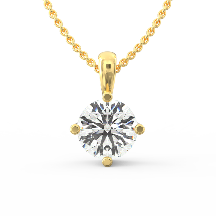 Timeless Elegance: Classic Solitaire Diamond Pendant with Subtle Gold Accent