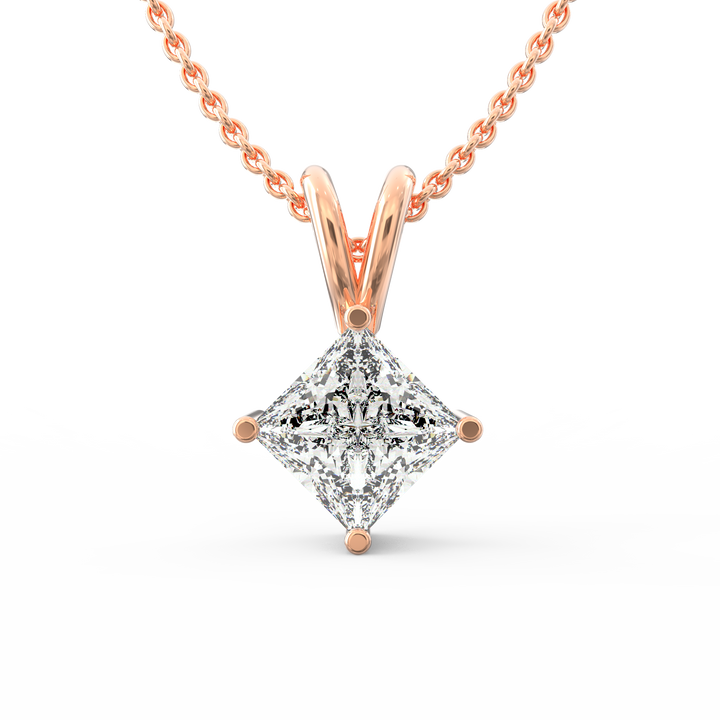 Regal Elegance: Princess Cut Diamond Solitaire Pendant