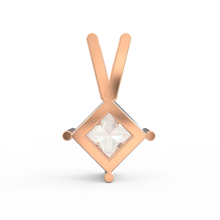 Regal Elegance: Princess Cut Diamond Solitaire Pendant