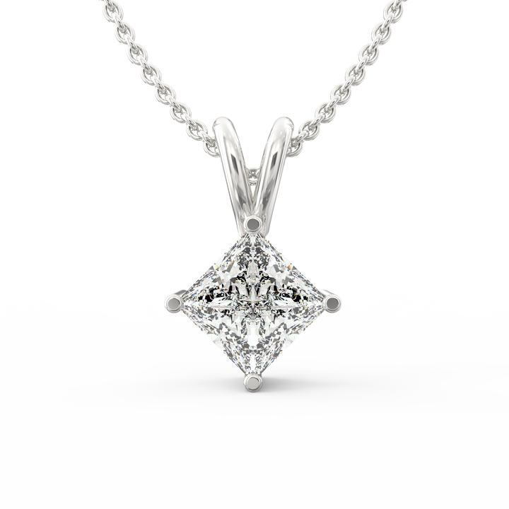 Regal Elegance: Princess Cut Diamond Solitaire Pendant