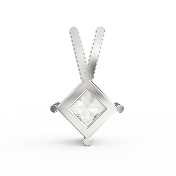 Regal Elegance: Princess Cut Diamond Solitaire Pendant