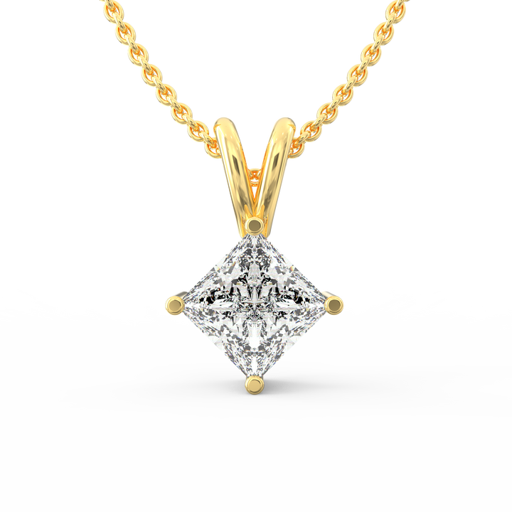 Regal Elegance: Princess Cut Diamond Solitaire Pendant