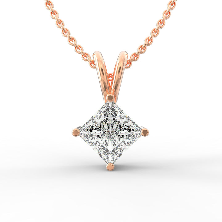 Princess-Shaped Solitaire Diamond Pendant