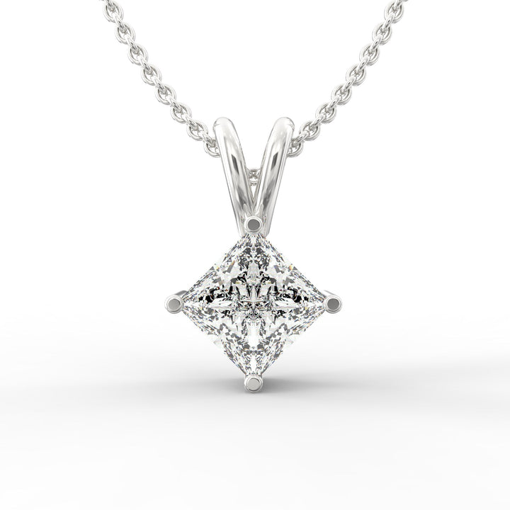 Princess-Shaped Solitaire Diamond Pendant