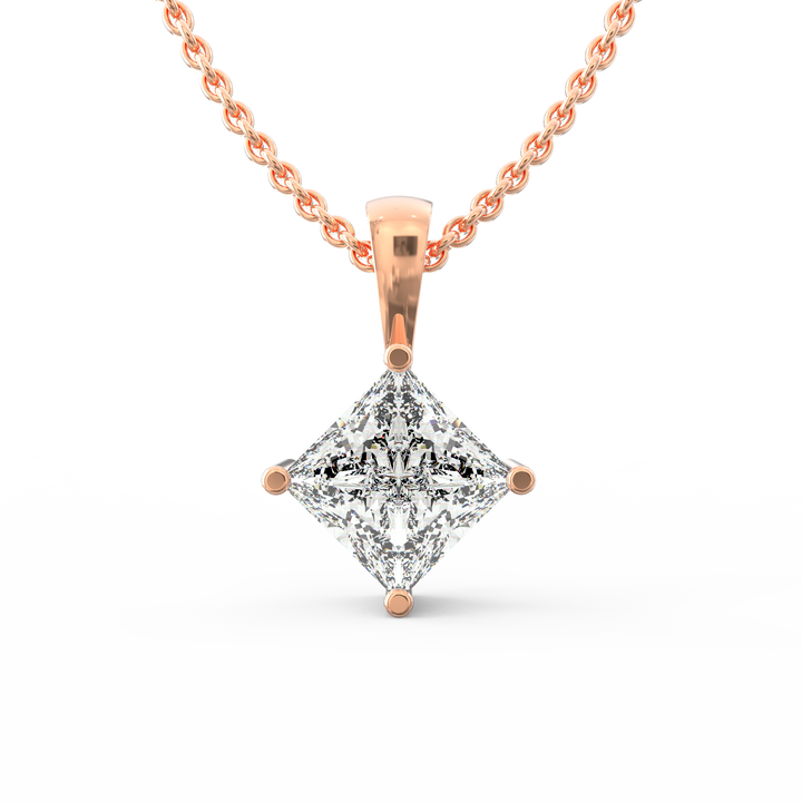 Regal Elegance: Princess Cut Diamond Solitaire Pendant