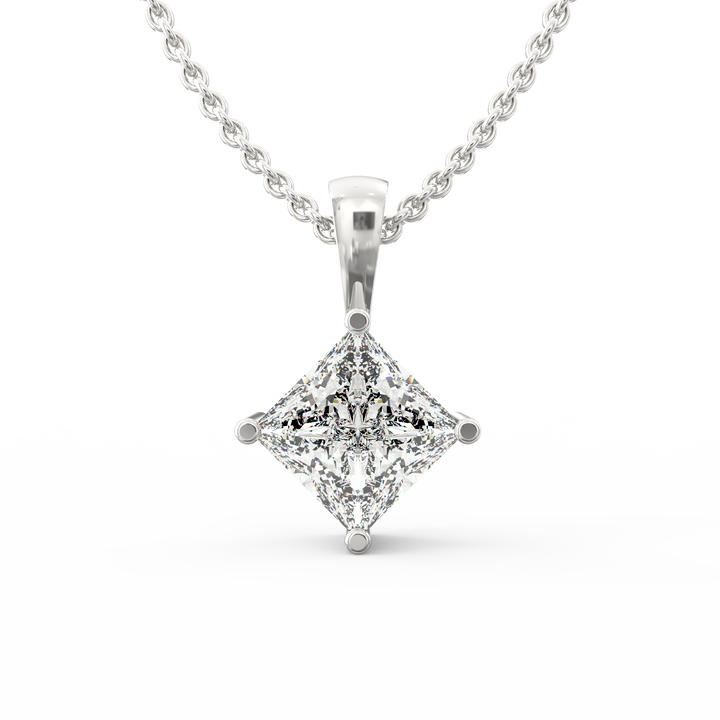 Regal Elegance: Princess Cut Diamond Solitaire Pendant