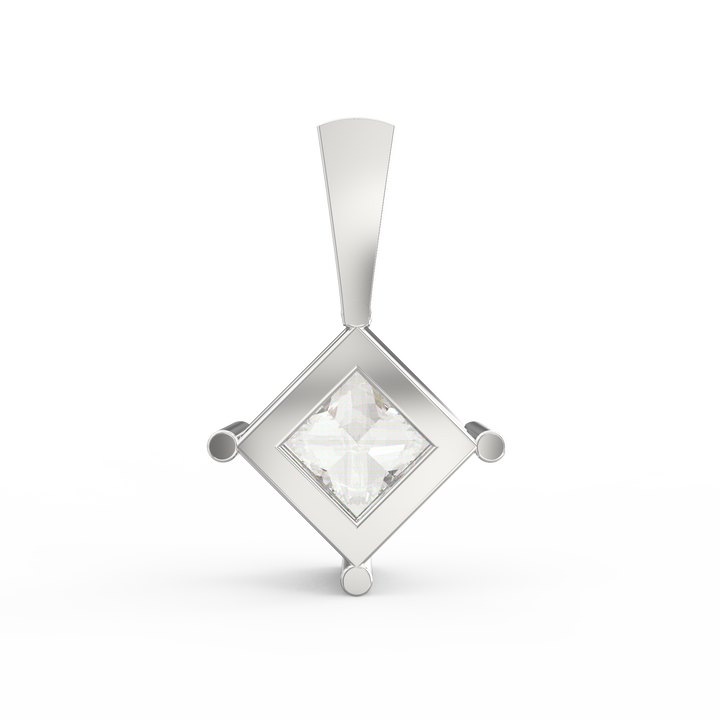 Regal Elegance: Princess Cut Diamond Solitaire Pendant