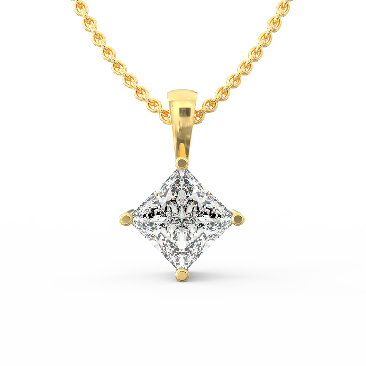 Regal Elegance: Princess Cut Diamond Solitaire Pendant