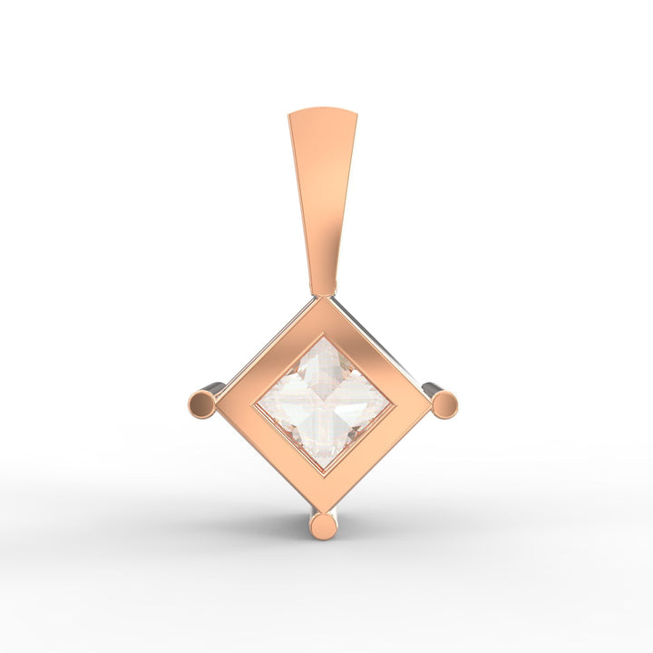 Princess-Shaped Solitaire Diamond Pendant