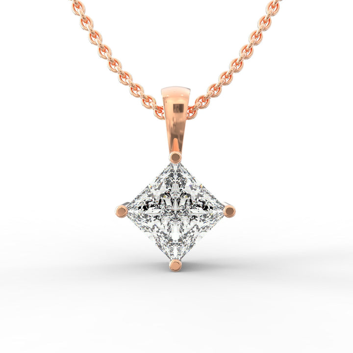Princess-Shaped Solitaire Diamond Pendant