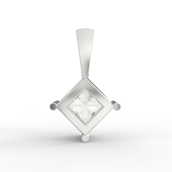Princess-Shaped Solitaire Diamond Pendant