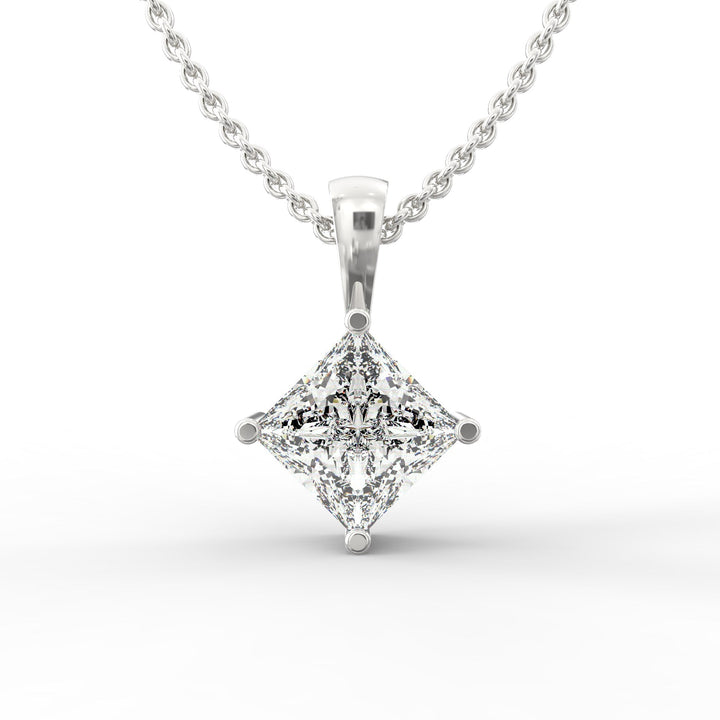 Princess-Shaped Solitaire Diamond Pendant