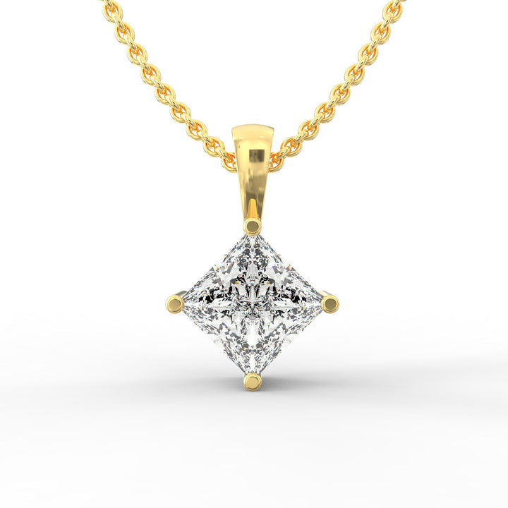 Princess-Shaped Solitaire Diamond Pendant