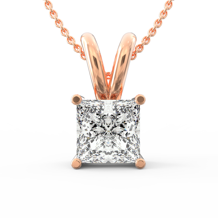 Regal Radiance: Solitaire Princess Cut Diamond Pendant