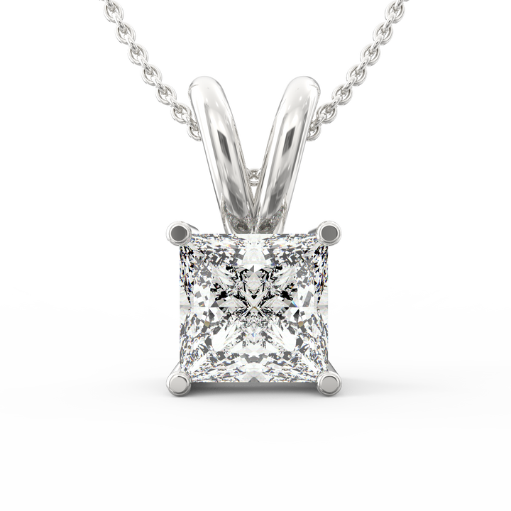 Regal Radiance: Solitaire Princess Cut Diamond Pendant