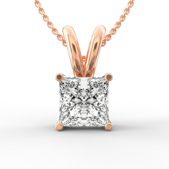 Princess-Shaped Solitaire Diamond Pendant