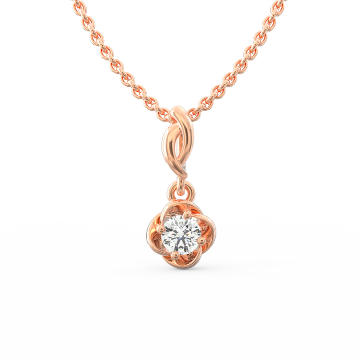 Radiant Elegance: Swirling Gold Solitaire Pendant with Lab-Grown Diamond