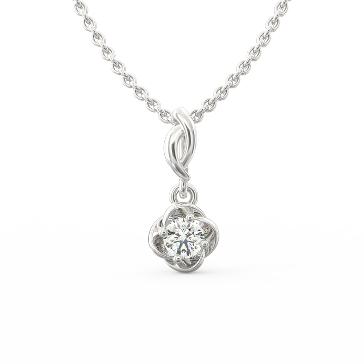 Radiant Elegance: Swirling Gold Solitaire Pendant with Lab-Grown Diamond