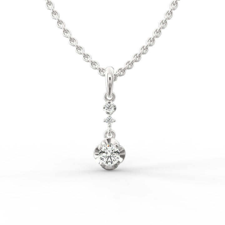 Brilliant Cascade: Lab-Grown Diamond Pendant with Suspended Setting