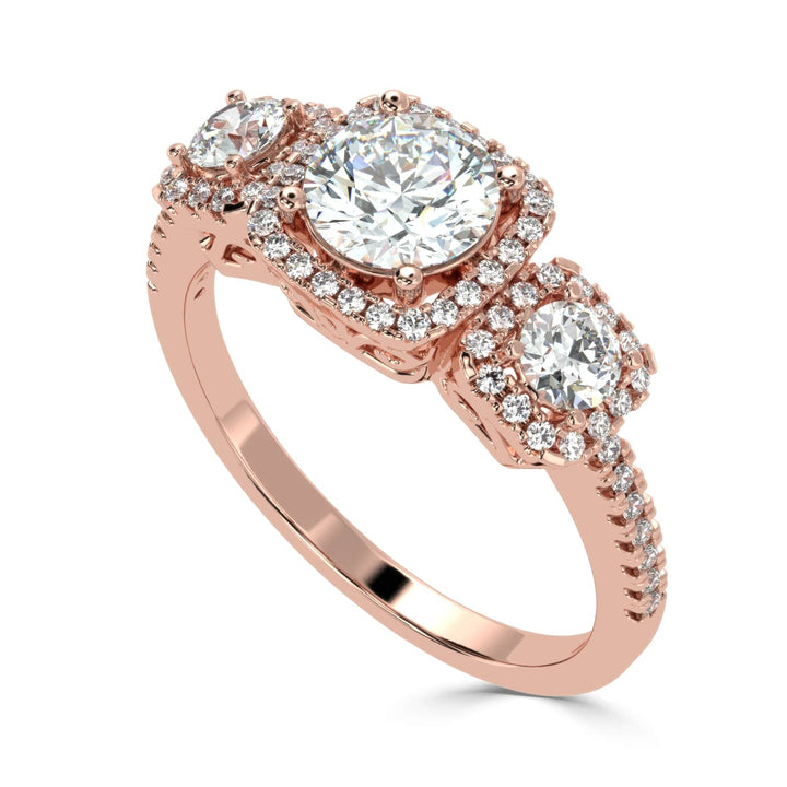 Everlasting Trio: Diamond Three Stone Engagement Ring