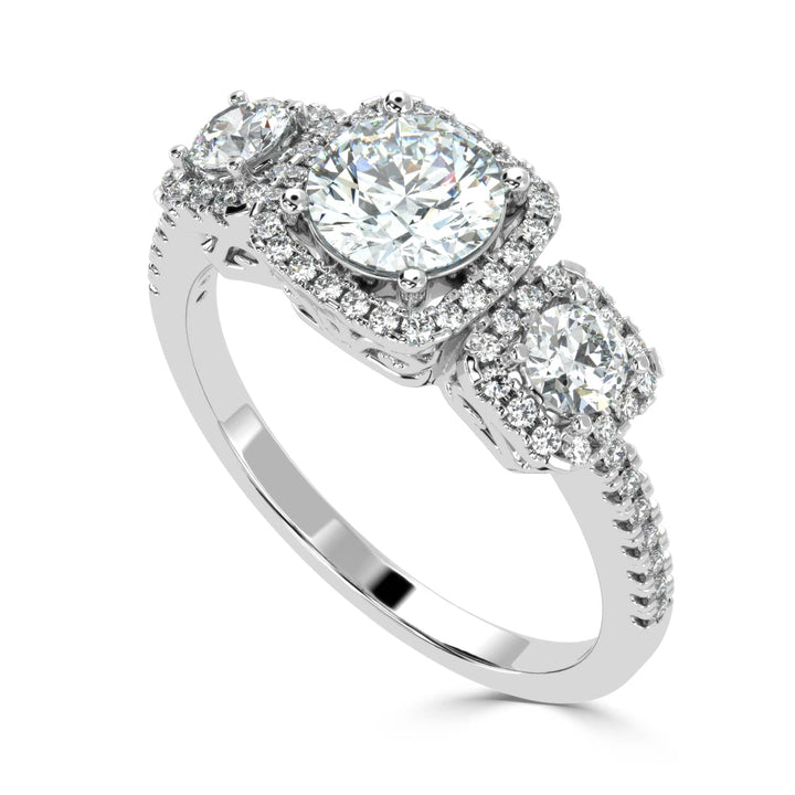 Everlasting Trio: Diamond Three Stone Engagement Ring