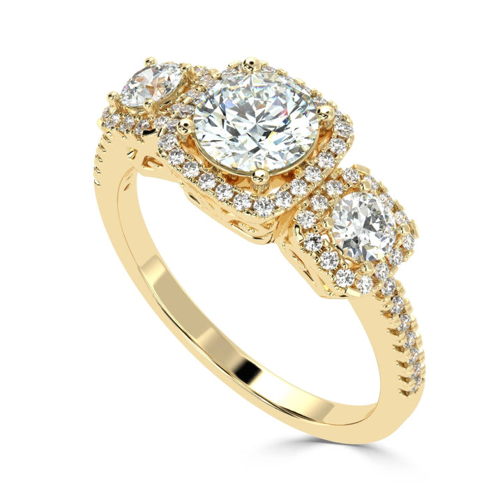 Everlasting Trio: Diamond Three Stone Engagement Ring