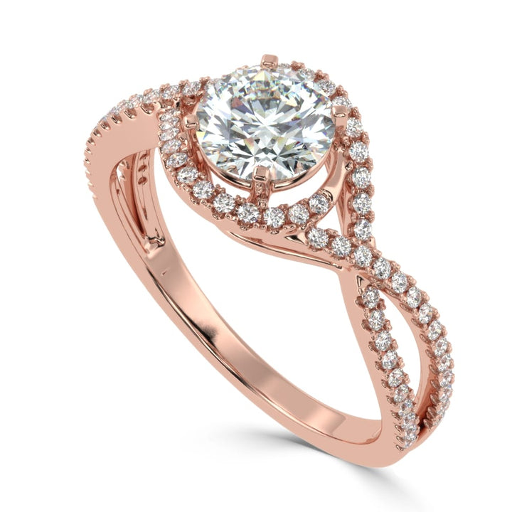 Whispering Elegance The Criss Cross Micro Pave Solitaire Diamond Ring