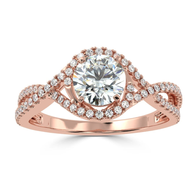 Whispering Elegance The Criss Cross Micro Pave Solitaire Diamond Ring