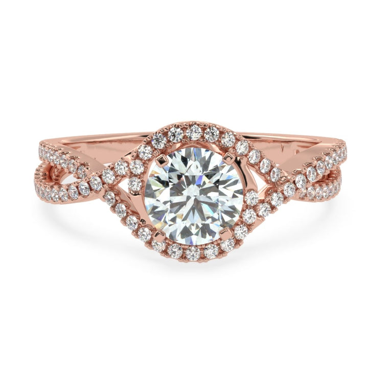 Whispering Elegance The Criss Cross Micro Pave Solitaire Diamond Ring