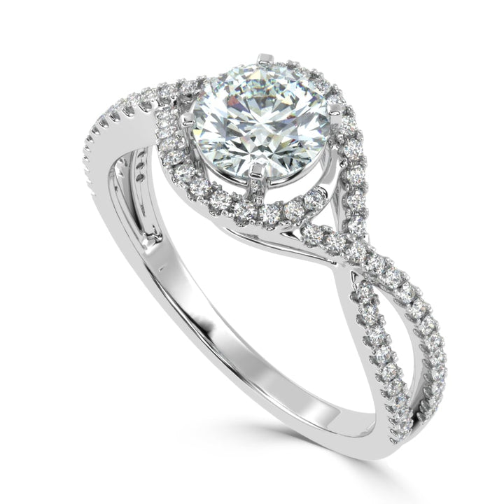 Whispering Elegance The Criss Cross Micro Pave Solitaire Diamond Ring