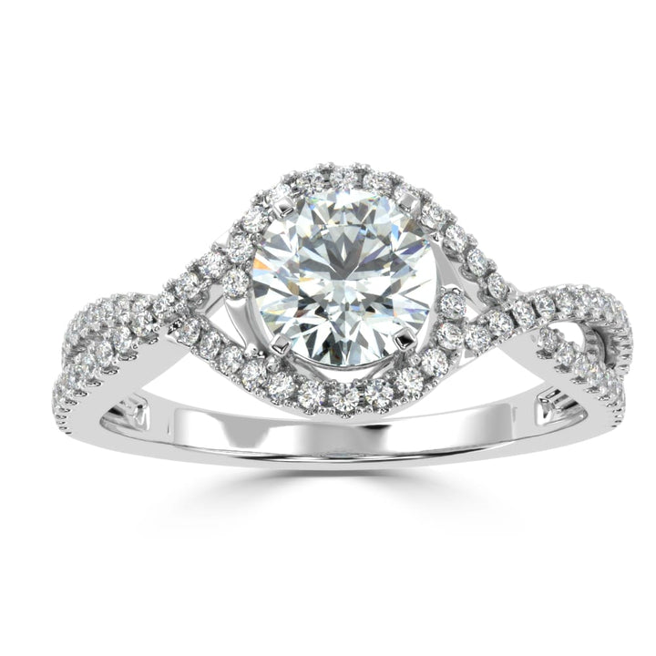 Whispering Elegance The Criss Cross Micro Pave Solitaire Diamond Ring